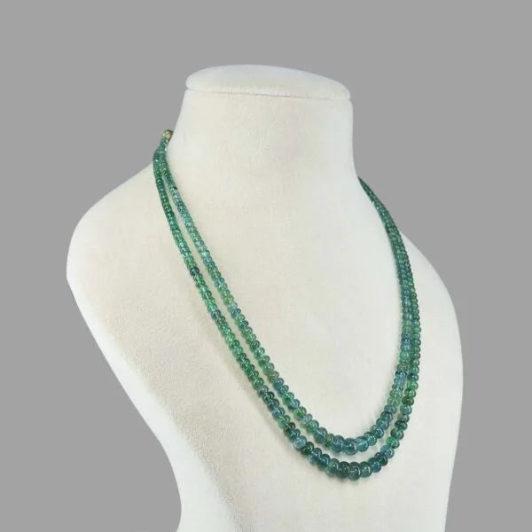 Emerald Inspired Onyx Green 2-Layer Beaded Necklace | Mala | (20–24 Inch)