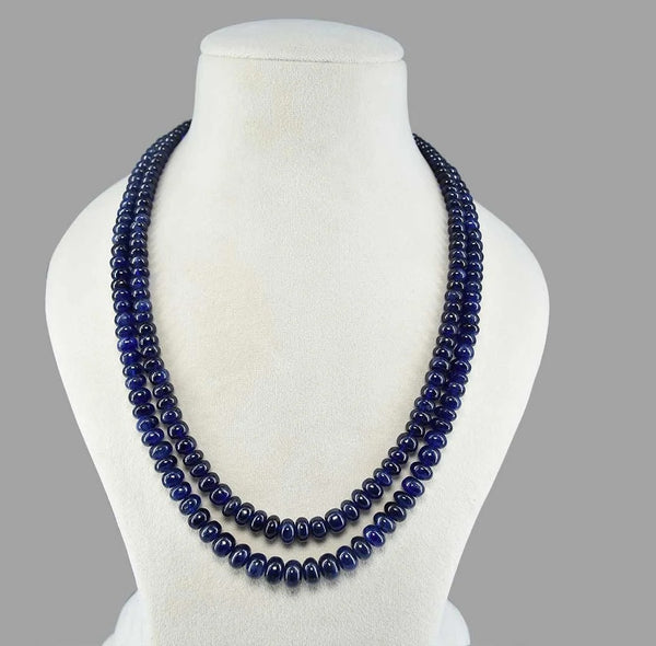 Blue Sapphire Inspired Onyx Blue Glass StoneBeaded Necklace & Premium Celebrity Wear Bollywood Inspired Mala Necklace Set