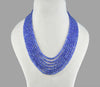 Tanzanite Inspired Blue Onyx Glass Stone Beaded Necklace & Premium Royal Celebrity Wear Bollywood Inspired Mala Necklace Set