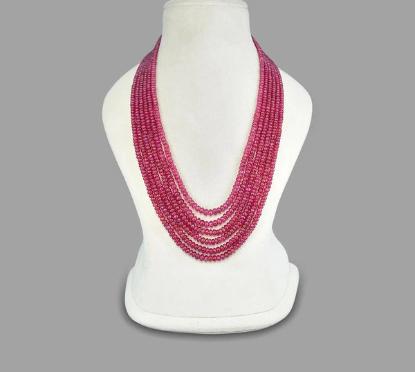 Natural Ruby Color Inspired Onyx Spiritual Beaded Glass Stone Necklace & Premium Celebrity Wear Bollywood Inspired Necklace Mala