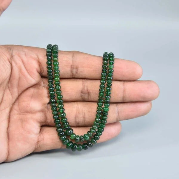Emerald Inspired Onyx Green 2-Layer Beaded Necklace |Mala | (20–24 Inch)