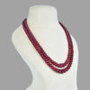 Ruby Inspired Kharbuja / Melon Shape Onyx Glass Stone Premium Beaded Necklace – 2 Layer Mala & Statement Bollywood Elegant Necklace