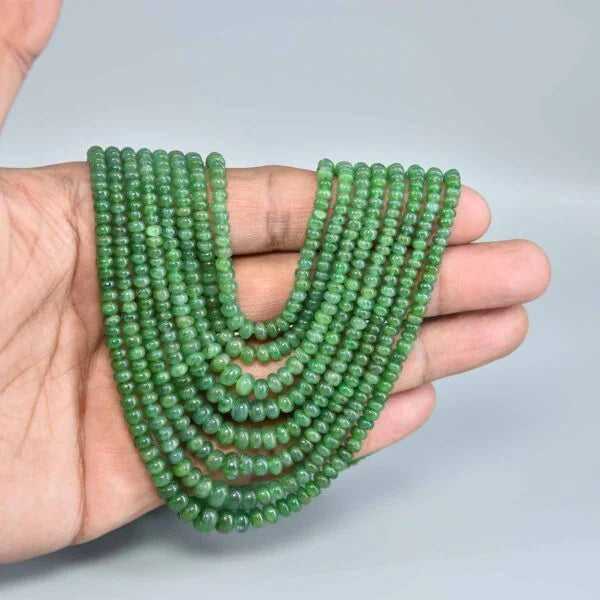 Green Emerald Inspired Onyx Glass Stone Beaded Necklace (8-Layer Onyx Glass Mala) & Elegant Mala Necklace
