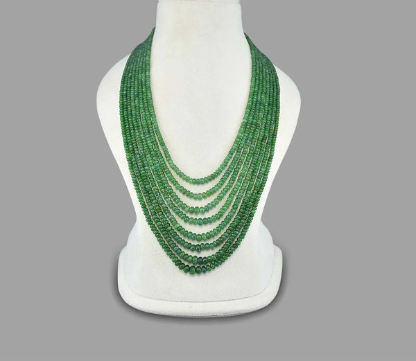 Green Emerald Inspired Onyx Glass Stone Beaded Necklace (8-Layer Onyx Glass Mala) & Elegant Mala Necklace