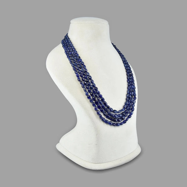 Blue Sapphire Inspired onyx glass 4-Layer Beaded NecklaceMala (20–24 Inch)