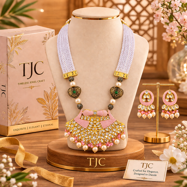 Premium Quality | Meenakari & Crystal Beads | Rani Har Necklace Set | Handmade Jewelry |