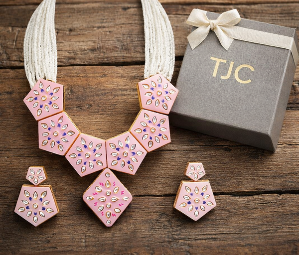 Premium Quality | Pink Enamel | Jaipur Kundan | Necklace Set |