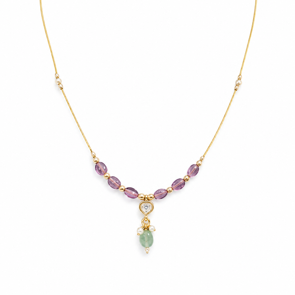 Premium Quality | Gold Plated Chain Set | Amethyst Color |