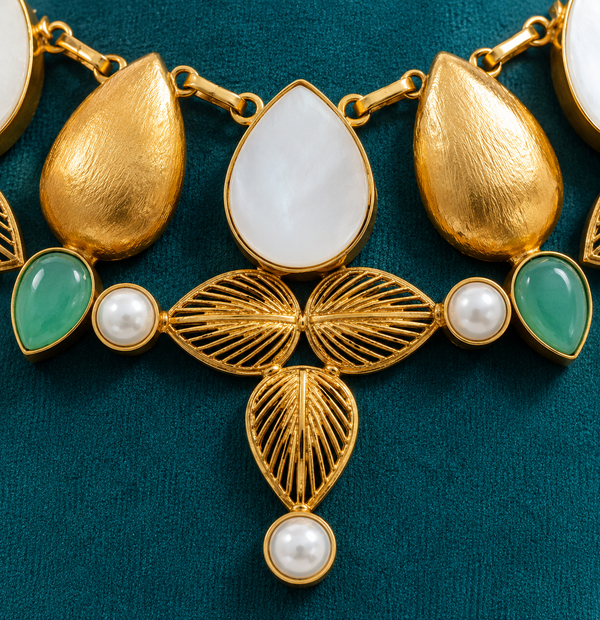 Premium Quality | Mother of Pearls | Chain Choker Set | Mint Color |