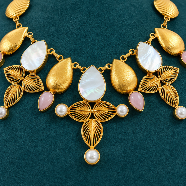 Premium Quality | Mother of Pearls | Chain Choker Set | Pink Color |