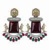 Premium Quality | Monalisa Stone | Oxidised Earrings | Red Color |