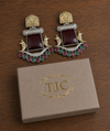 Premium Quality | Monalisa Stone | Oxidised Earrings | Red Color |