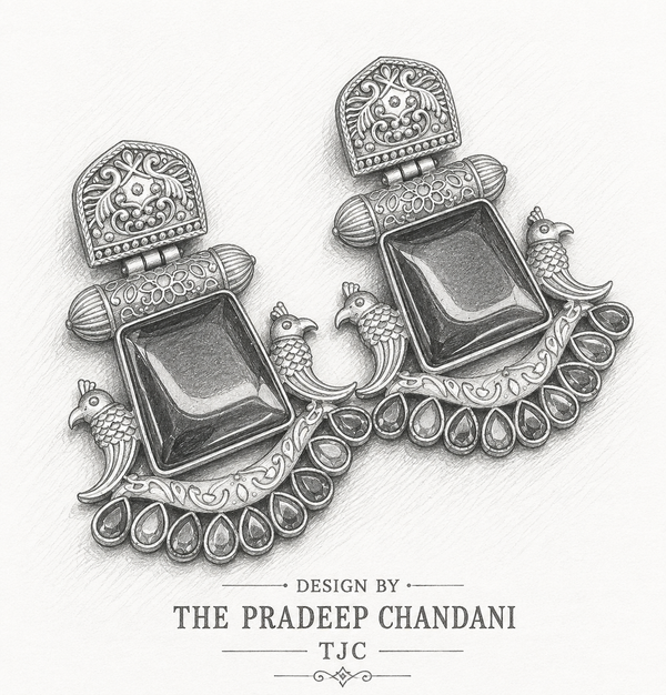 Premium Quality | Monalisa Stone | Oxidised Earrings | Green Color |