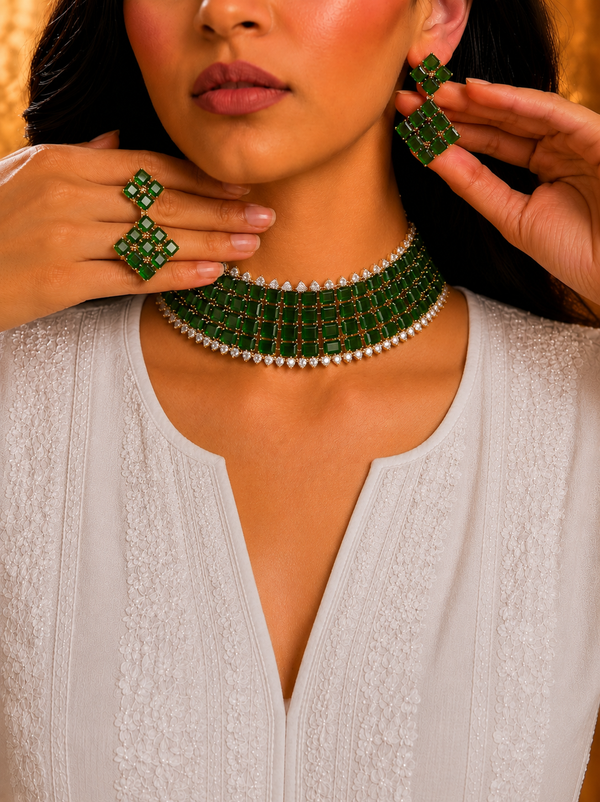 Premium Quality | Mehndi Polish | Choker Set | Green Color |