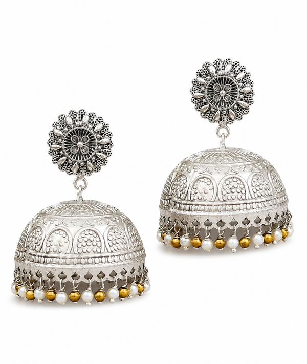 Premium Quality | Kavisha Jhumki Earrings | Silver Plated |