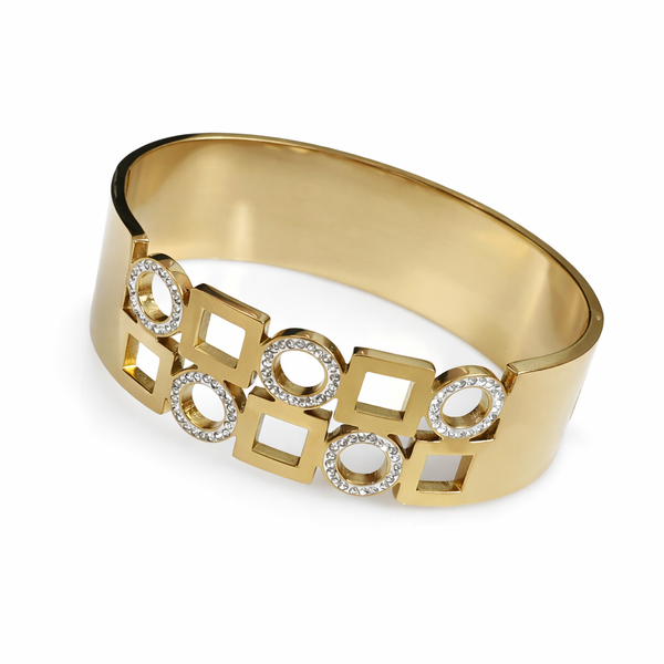 TJC Gold-Toned Anti-Tarnish Geometric Open Cuff Bracelet