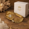 TJC Gold-Toned Anti-Tarnish Feather Design Open Cuff Bracelet