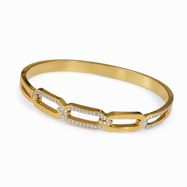 Product Name / TitleTJC Anti-Tarnish Dual Tone Dummy Stone Cuff Bracelet for Women