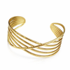 TJC Fancy Designer Gold-Finish Anti-Tarnish Open Cuff Bracelet