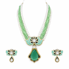 Indian Traditional Pear-Shape Doublet Stone Necklace Set