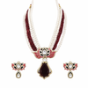 Indian Traditional Pear-Shape Doublet Stone Necklace Set