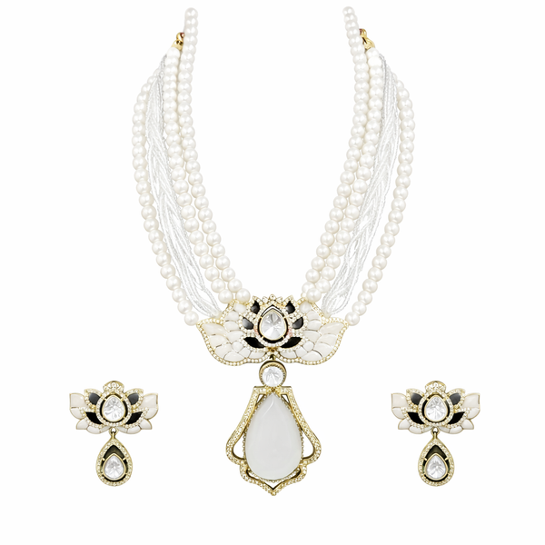 Indian Traditional Pear-Shape Doublet Stone Necklace Set