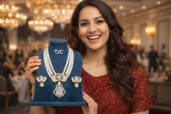 Indian Traditional Pear-Shape Doublet Stone Necklace Set