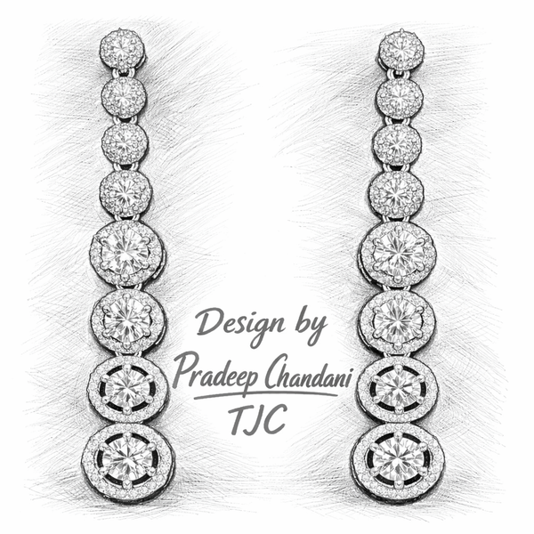 Solitaire diamond pave long dangler statement & premium earrings with AD accents