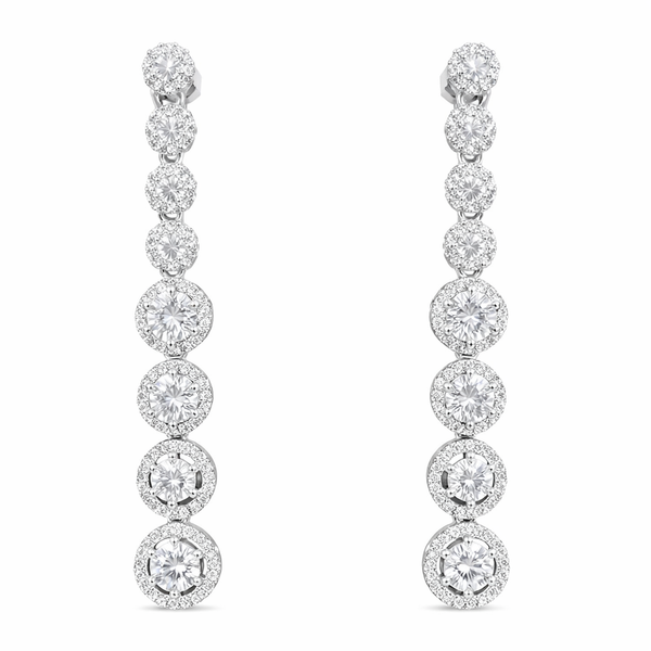 Solitaire diamond pave long dangler statement & premium earrings with AD accents
