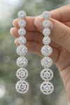 Solitaire diamond pave long dangler statement & premium earrings with AD accents