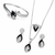 Black Onyx Inspired Faceted Glass ComboJewelry Set With American Diamond Accents | Premium Quality Earrings ,Ring , Kada And Chain Pendant
