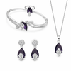 Amethyst Color Faceted Glass ComboJewelry Set With American Diamond Accents | Premium Quality Earrings ,Ring , Kada And Chain Pendant