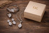 White Zircon Faceted Glass ComboJewelry Set With American Diamond Accents | Premium Quality Earrings ,Ring , Kada And Chain Pendant
