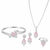 Pink Sapphire InspiredFaceted Glass ComboJewelry Set With American Diamond Accents | Premium Quality Earrings ,Ring , Kada And Chain Pendant