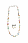 Glass Pearl Multi Color Round Shape Beaded Necklace / MalaWith Brass Metal