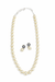 Glass Pearl Off White Color Round Shape Beaded Necklace / MalaWith Brass Metal