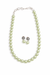 Glass Pearl Mint Color Round Shape Beaded Necklace / MalaWith Brass Metal