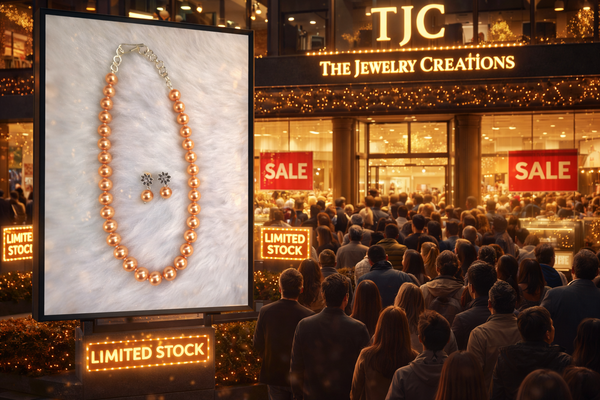 Glass Pearl Golden Color Round Shape Beaded Necklace / MalaWith Brass Metal