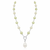 Mother of Pearl Brass Beaded Necklace/ Mala With American Diamond Accent & Statement Piece