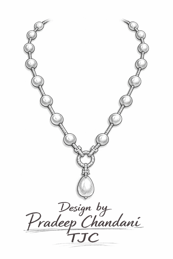 Mother of Pearl Brass Beaded Necklace/ Mala With American Diamond Accent & Statement Piece