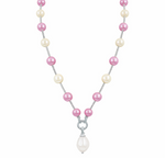 Mother of Pearl Brass Beaded Necklace/ Mala With American Diamond Accent & Statement Piece