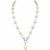 Mother of Pearl Brass Beaded Necklace/ Mala With American Diamond Accent & Statement Piece