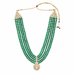 Green Aventurine Glass Premium Quality Groom Beaded Necklace (5 Layer Mala) & Statement Designer & Elegant Beaded Necklace