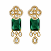 Traditional Long Tops Earrings in Green Emerald with Premium Quality & 14K Antique Gold Plated Earrings