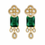Traditional Long Tops Earrings in Green Emerald with Premium Quality & 14K Antique Gold Plated Earrings
