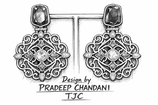 Traditional Green Onyx Dangler Partywear Premium Quality Earrings in Gold Plated