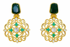 Traditional Green Onyx Dangler Partywear Premium Quality Earrings in Gold Plated
