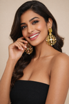 Traditional Yellow Sapphire Dangler Partywear Premium Quality Earrings in Gold Plated