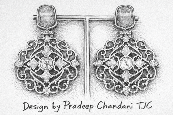 Traditional Yellow Sapphire Dangler Partywear Premium Quality Earrings in Gold Plated