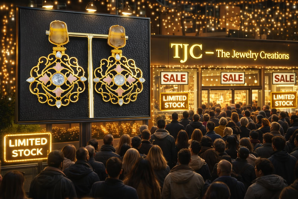 Traditional Yellow Sapphire Dangler Partywear Premium Quality Earrings in Gold Plated